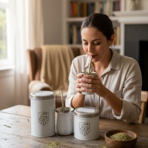 Kit Matero Oficial CAT – Metal Blanco con Grabado Láser